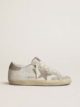Golden Goose Women’s Super-Star LTD with beige suede star and heel tab and floral embroidery