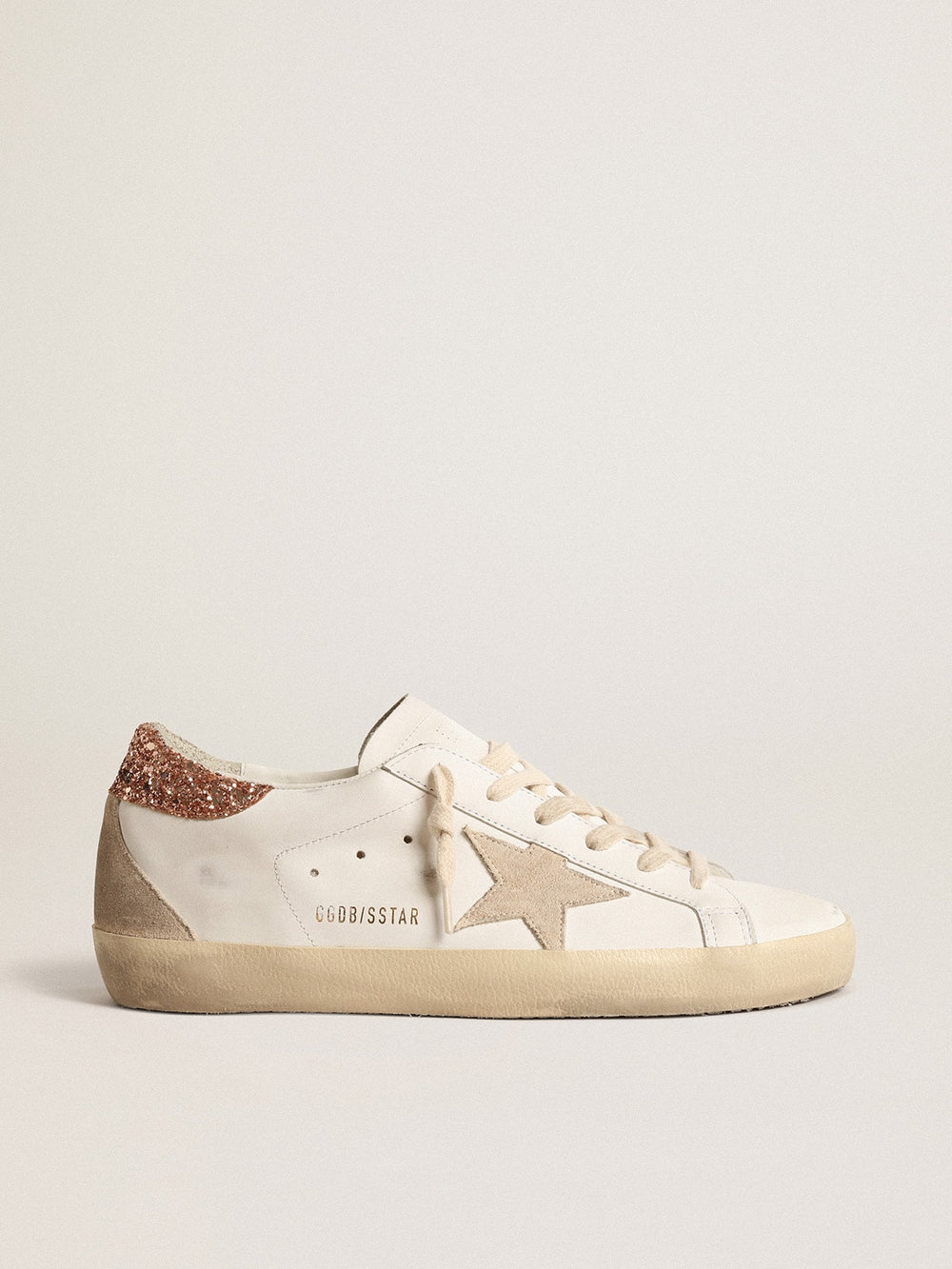 Golden Goose Women's Super-Star with a suede star and peach-pink glitter heel tab