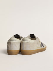 Golden Goose Women's Super-Star in ice-gray suede with silver glitter star and leather heel tab