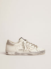 Golden Goose Women's Super-Star with silver sparkle foxing and metal stud lettering