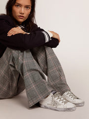 Golden Goose Women's Super-Star with silver sparkle foxing and metal stud lettering
