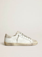 Golden Goose Women's Super-Star in white leather with perforated star and beige nubuck heel tab