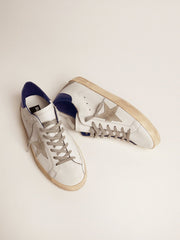 Golden Goose Women's blue and white Super-Star sneakers | Golden Goose