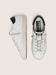 Golden Goose Women's Super-Star with white suede star and black croc-print leather heel tab