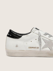 Golden Goose Women's Super-Star with white suede star and black croc-print leather heel tab
