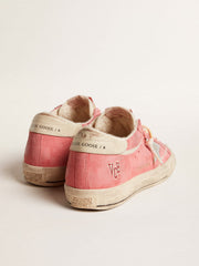 Golden Goose Women's Super-Star LTD in red suede with silver star and leather heel tab