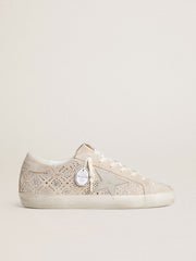 Golden Goose Women's Super-Star LTD in suede with Swarovski crystals and ice-gray leather star