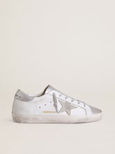 Golden Goose Women’s Super-Star with gray suede star and silver glitter inserts