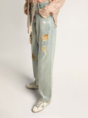 Golden Goose Women's Super-Star with shearling lining and silver glitter star