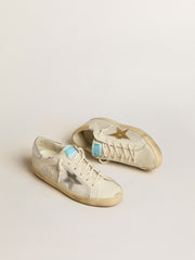 Golden Goose Super-Star in white leather and suede with silver and gold leather star