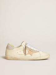 Golden Goose Women's Super-Star LTD in nappa leather with nude leather star and glitter heel tab