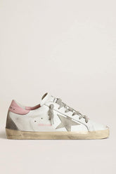 Golden Goose Women's Super-Star with gray suede star and pink leather heel tab