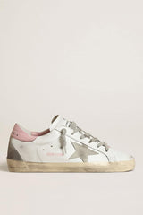 Golden Goose Women's Super-Star with gray suede star and pink leather heel tab