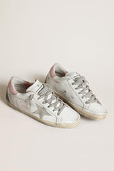 Golden Goose Women's Super-Star with gray suede star and pink leather heel tab
