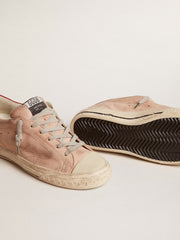 Golden Goose Super-Star LTD in pink nubuck with perforated star and leather heel tab