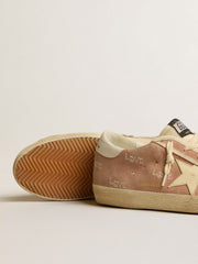 Golden Goose Women's Super-Star in powder-pink suede with cream leather star