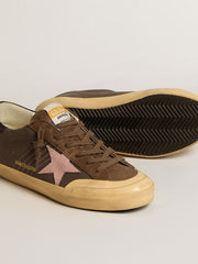 Golden Goose Women's Super-Star Penstar LTD in brown leather with pink suede star