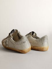 Golden Goose Women’s Super-Star in aged white nubuck with Swarovski crystals