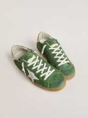 Golden Goose Women's Super-Star in green suede with white star