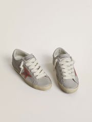 Golden Goose Women's Super-Star LTD in gray leather with brick-red suede star