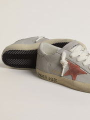 Golden Goose Women's Super-Star LTD in gray leather with brick-red suede star