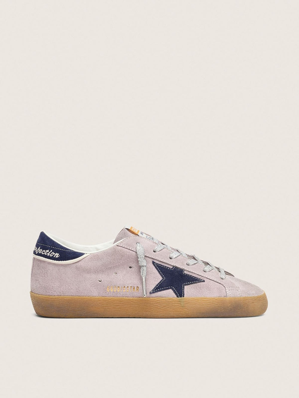 Golden Goose Women’s Super-Star in lilac suede with midnight blue suede star and heel tab