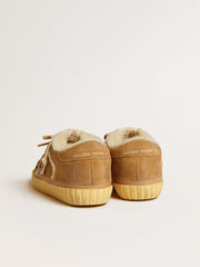 Golden Goose Super-Star in beige suede and shearling with metallic leather star