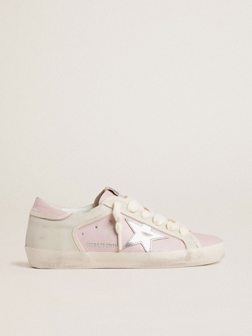 Golden Goose Super-Star LTD in pink leather with silver foiled leather star and pink leather heel tab