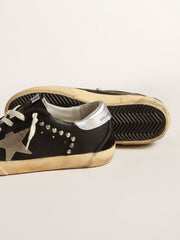 Golden Goose Women’s Super-Star in black leather and suede with silver studs