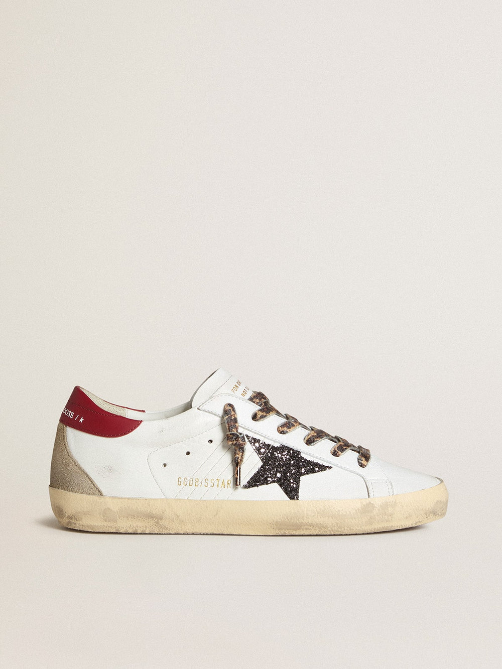 Golden Goose Women's Super-Star in nappa with glitter star and red nappa heel tab