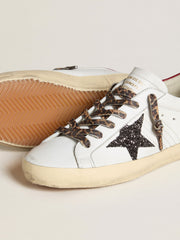 Golden Goose Women's Super-Star in nappa with glitter star and red nappa heel tab