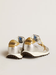 Golden Goose Women’s Marathon with silver ripstop nylon upper and gold star