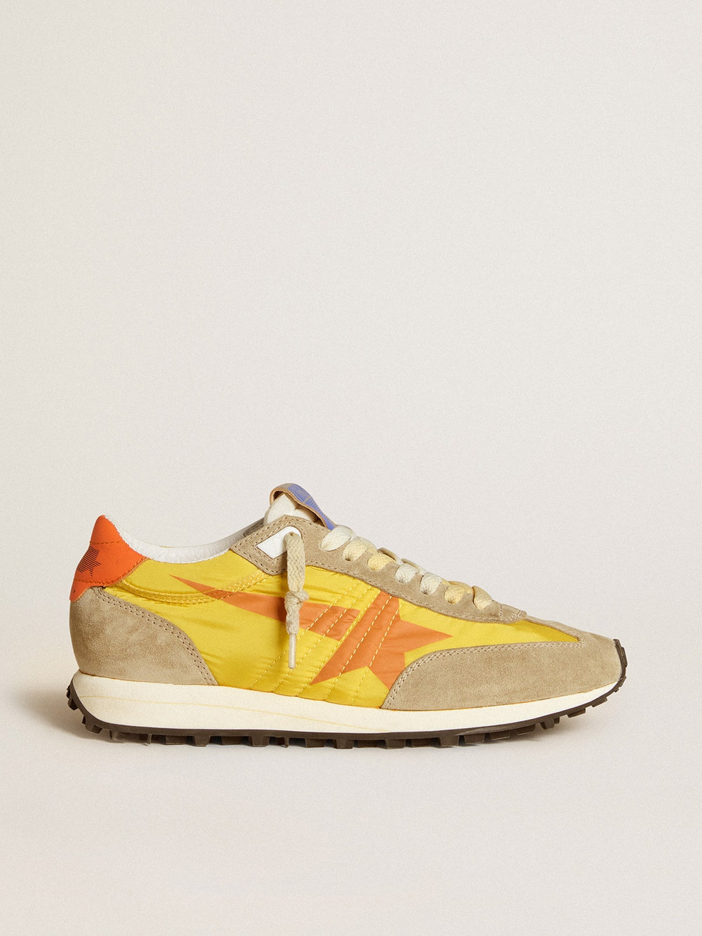 Golden Goose Women’s Marathon with yellow nylon upper and orange star