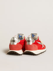 Golden Goose Women’s Marathon with red nylon upper and silver star