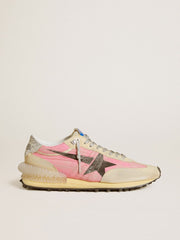 Golden Goose Women's Marathon in pink nylon and beige suede with black printed star