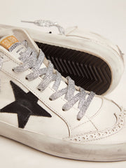 Golden Goose Women's Mid Star with laminated heel tab and glitter laces