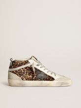 Golden Goose Women's Mid Star in leopard print pony skin with black star