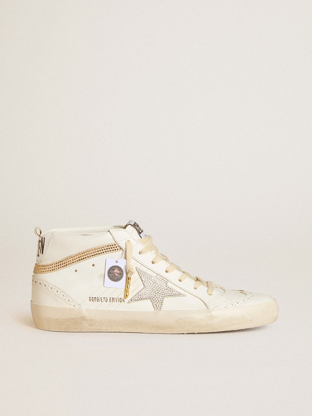Golden Goose Mid Star with star and heel tab in suede with Swarovski crystals