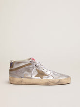 Golden Goose Women's Mid Star in silver laminated leather with dove gray star