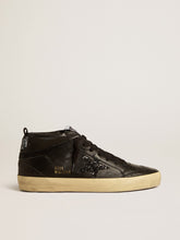 Golden Goose Women's Mid Star in black nappa with black glitter star and suede flash