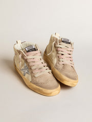 Golden Goose Women's Mid Star in nappa leather with floral embroidery and silver glitter star