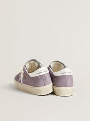 Golden Goose Women's Hi Star in purple suede with silver glitter star