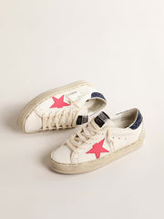 Golden Goose Hi Star with fuchsia leather star and blue glitter heel tab