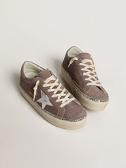 Golden Goose Women's Hi Star in suede with silver leather star and leather heel tab