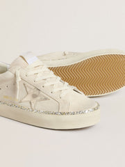 Golden Goose Hi Star in suede with silver metallic leather star and heel tab