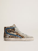 Golden Goose Women's Slide in leopard print pony skin with silver leather star