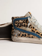 Golden Goose Women's Slide in leopard print pony skin with silver leather star