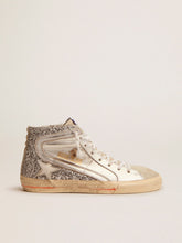 Golden Goose Women's Slide with laminated leather upper and silver glitter