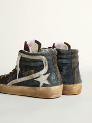 Golden Goose Slide in midnight-blue denim with white leather star