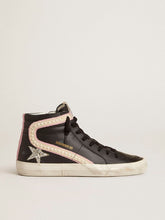 Golden Goose Slide LTD with platinum glitter star and suede flash with pearls